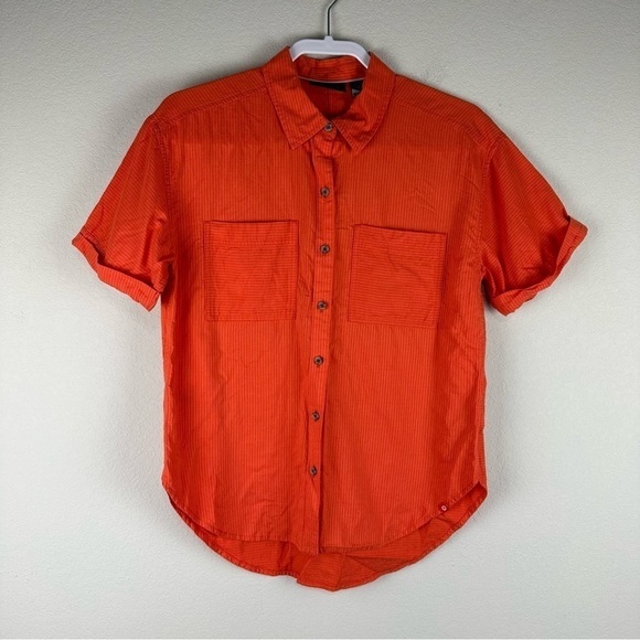 Marmot Orange Short Sleeve Button Front Shirt Size Medium - Picture 1 of 7